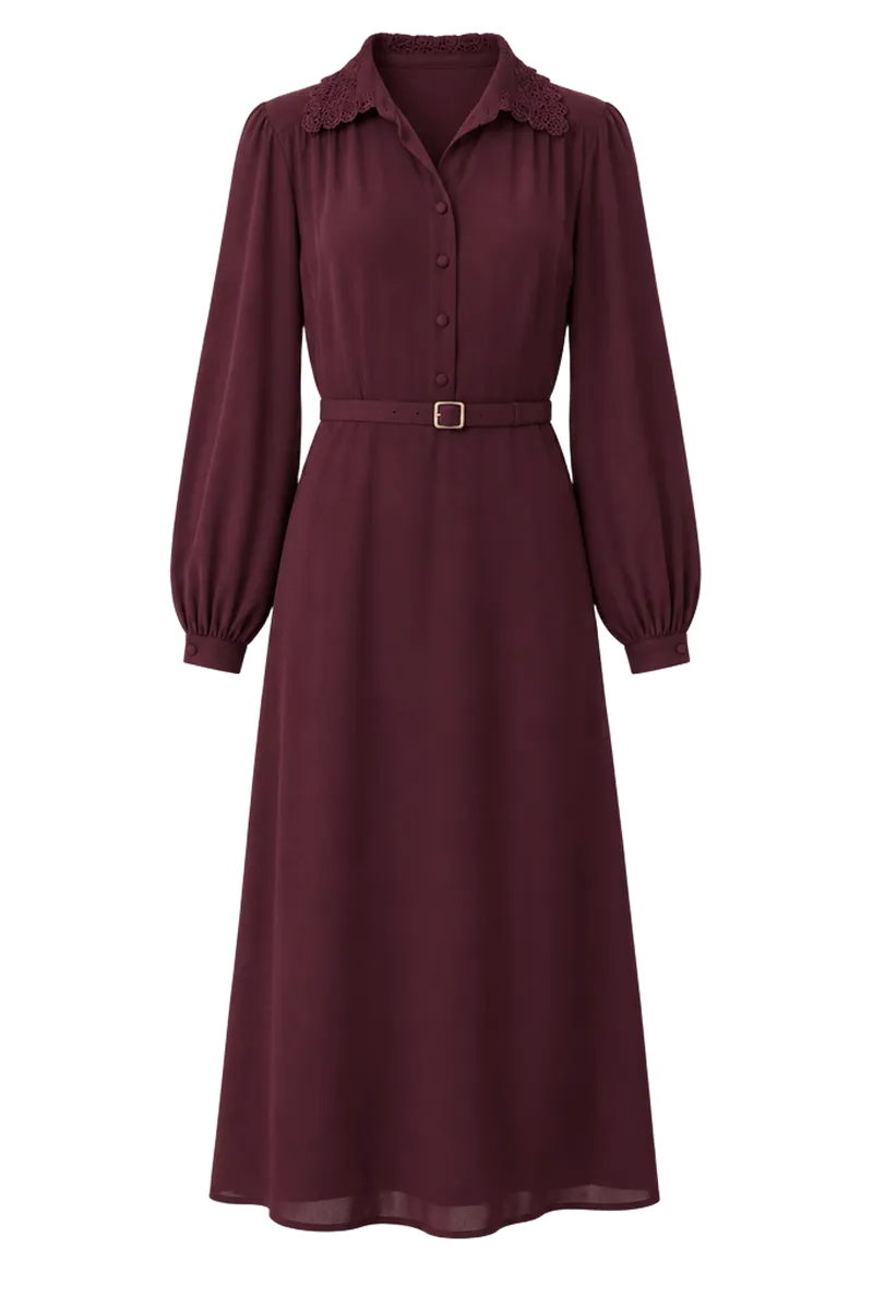 Lace Trim Midi Shirtdress