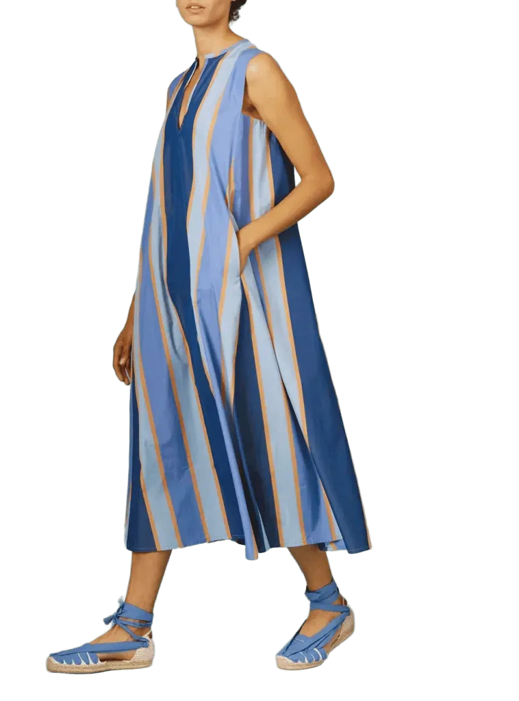 Apolonia Kaftan - Samarkand Stripes - Blue / Arancio