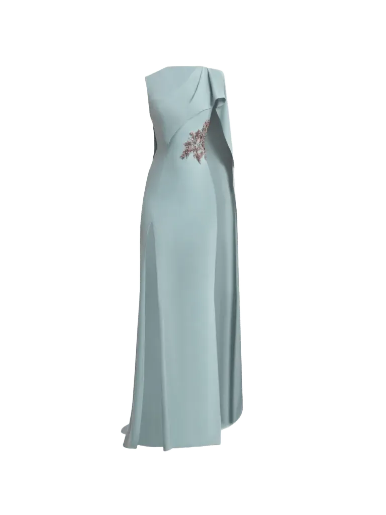 Gemy Maalouf beaded-cape draped dress