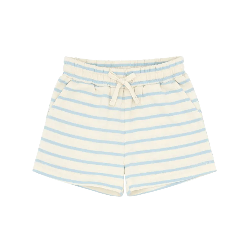 unisex cream and powder blue stripe short