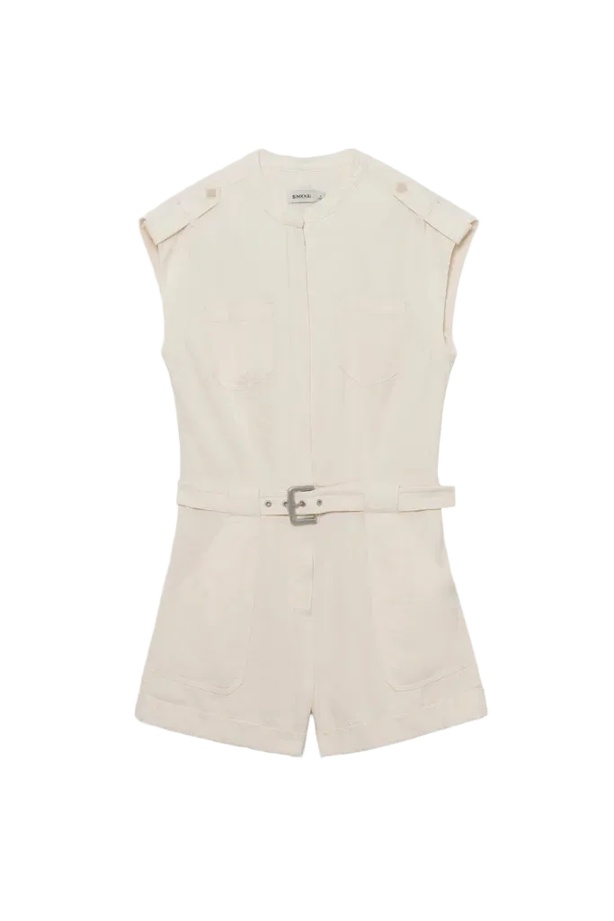 Tinka Belted Linen Romper