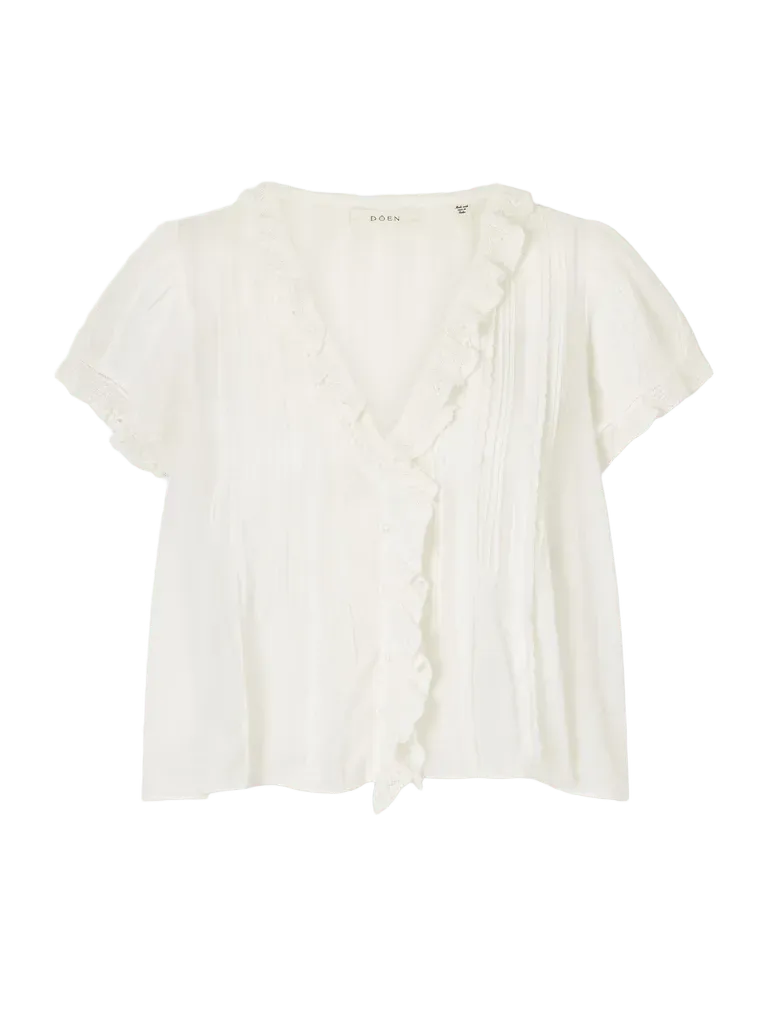 Helena lace-trimmed organic cotton blouse
