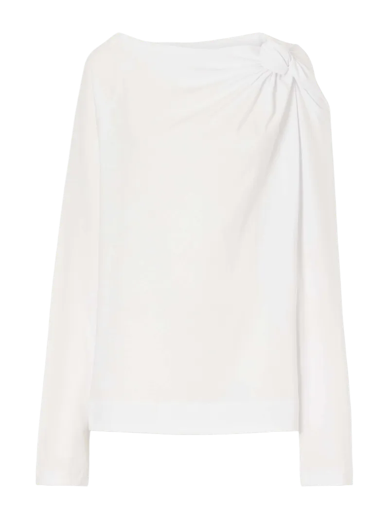 Gathered cotton-jersey T-shirt