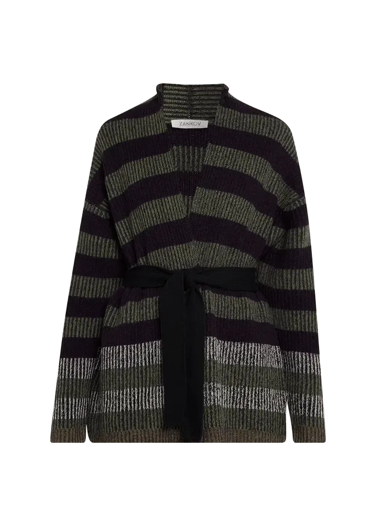 Paulina Striped Wool-Cashmere Wrap Cardigan