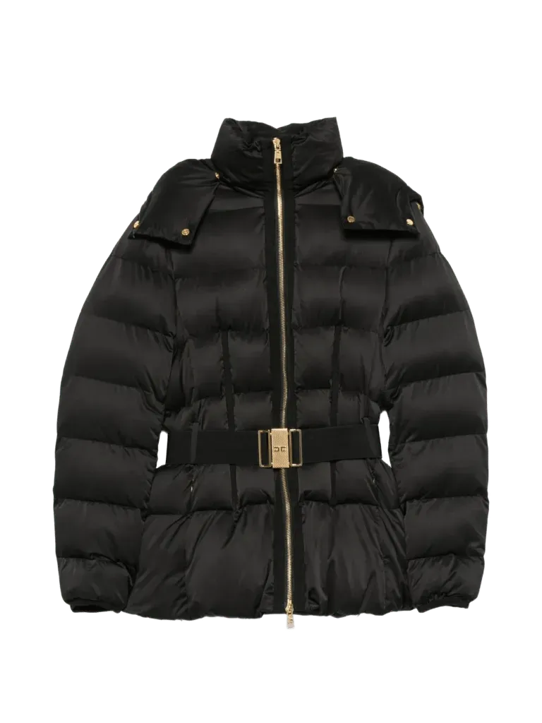 Elisabetta Franchi belted hooded puffer jacket