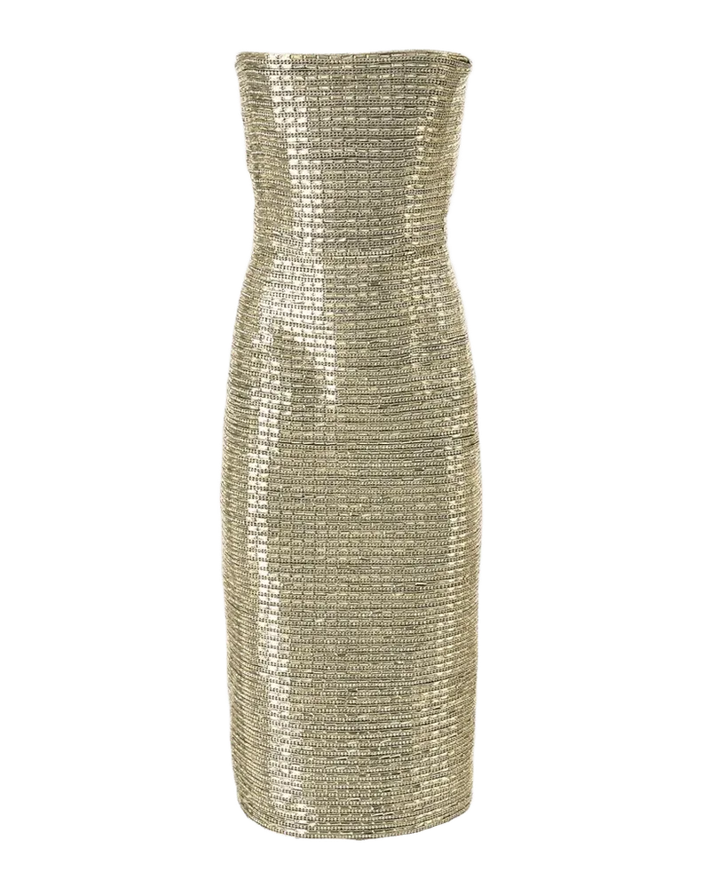 Strapless Embellished Midi Dress