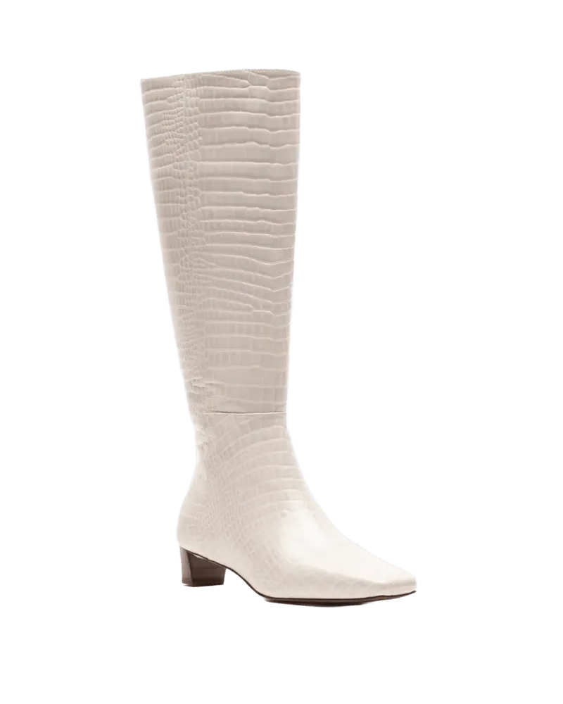 Mackie Boot - Croc Emboss Leather Oyster