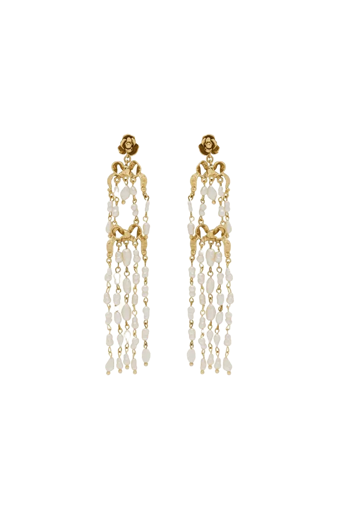 DJANGO BOW & PEARL DUSTER EARRINGS