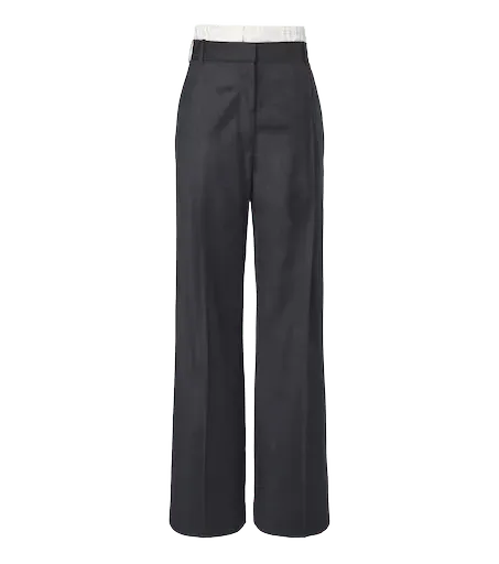 Virgin wool wide-leg pants