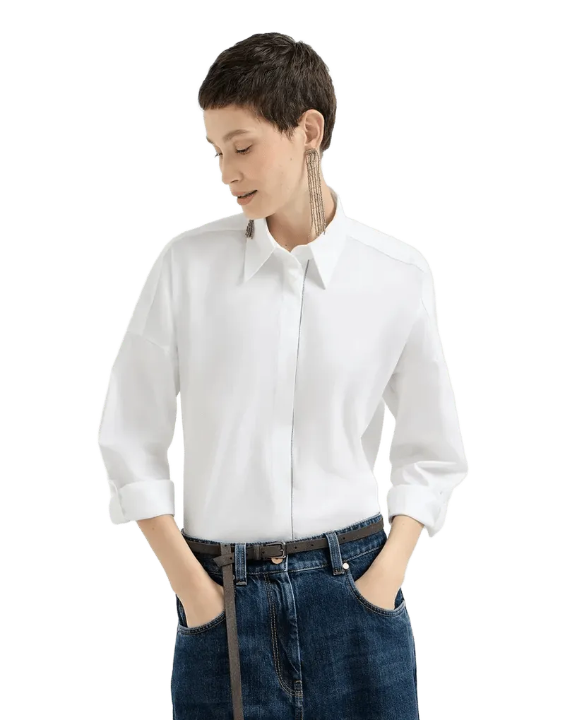 Poplin Shirt with Shiny Trim