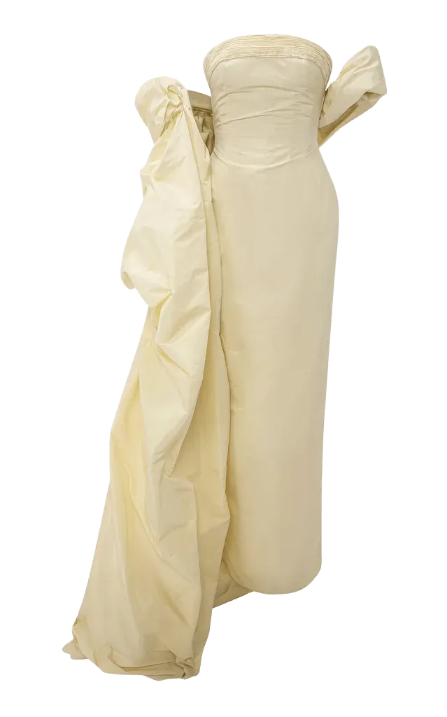 Pleated Taffeta Maxi Dress