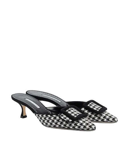 Maysalebi houndstooth suede-trimmed mules