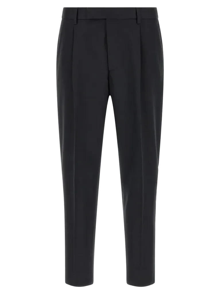 Zegna Fine Structured Cotton Trousers — Blue