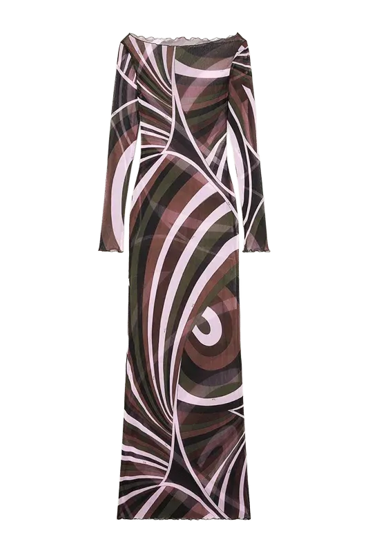 Iride Print Tulle Dress