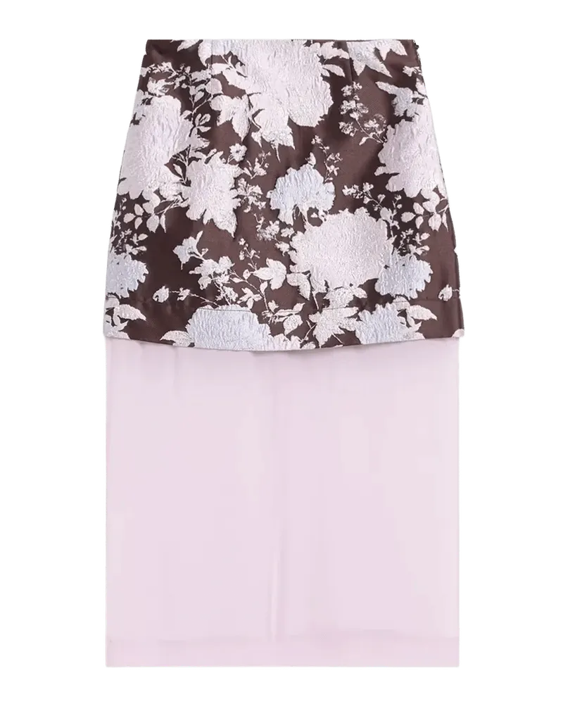Brooke Layered Floral Brocade Midi Skirt