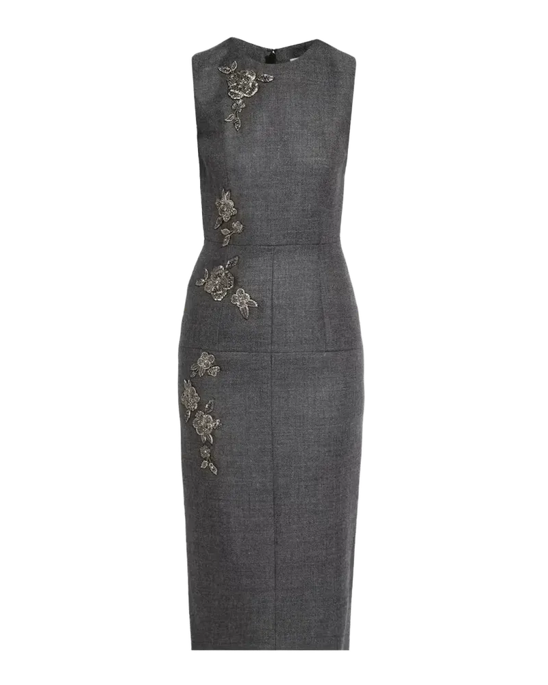 Embellished Tailored Wool Sleeveless Midi Dress
