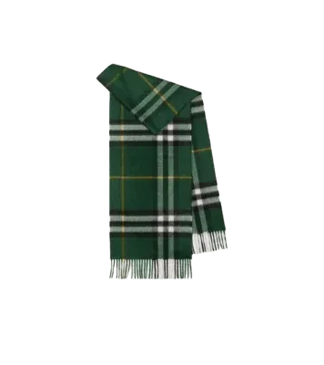 Check Cashmere Scarf in Dark fern green | Burberry Official