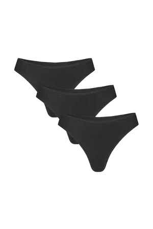 Cloud Cotton Low Thong in Black (Pack)