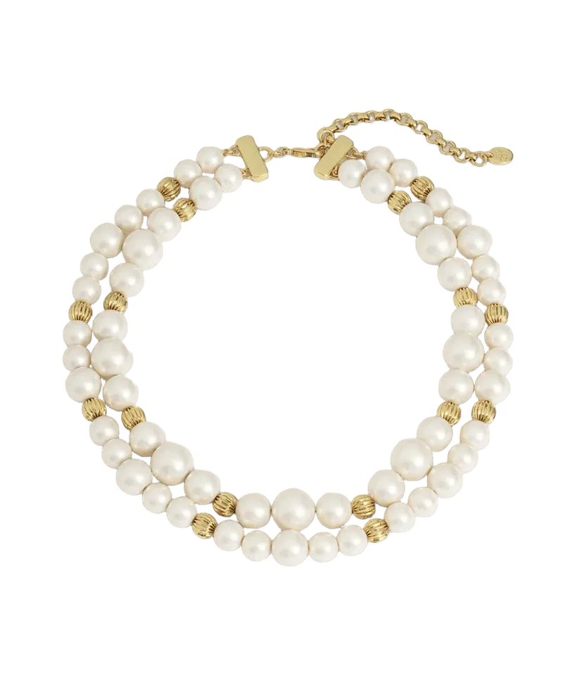 Double Strand Gold-Tone Faux-Pearl Necklace