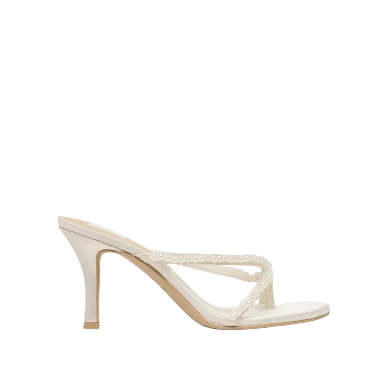 Liano Pearl Heels Off White Satin