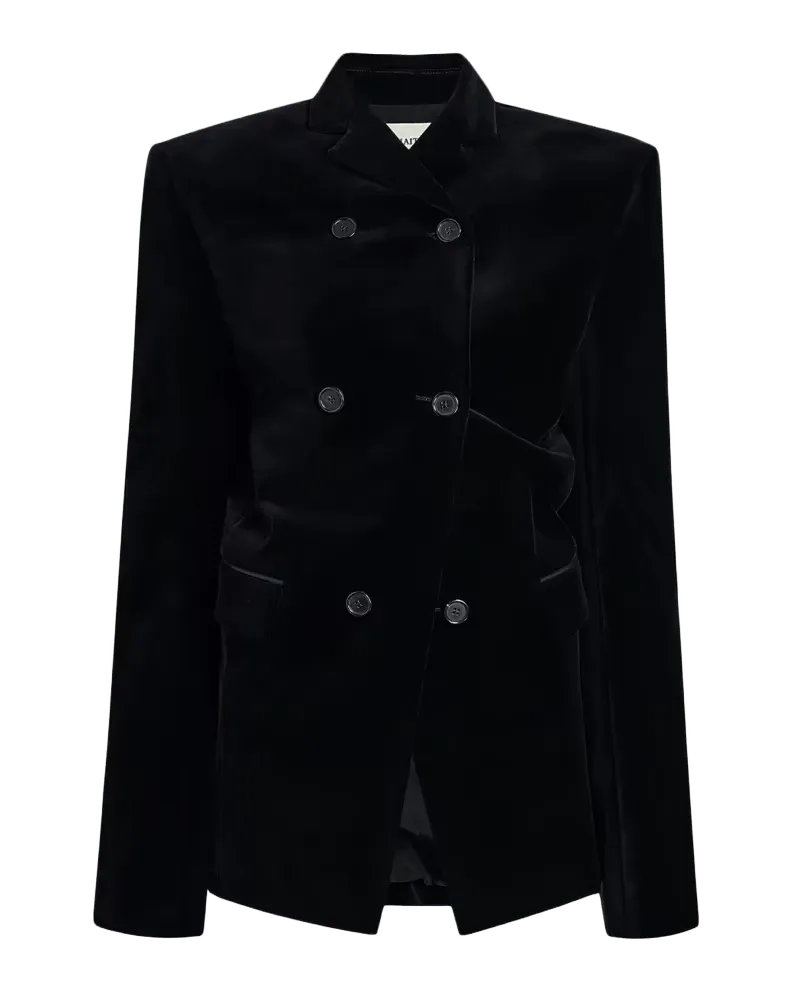 Rolo Stretch-Velvet Double-Breasted Jacket