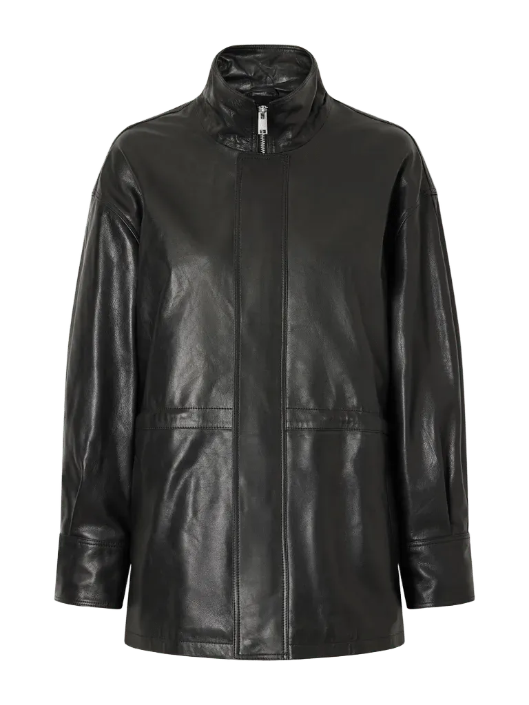 Alia paneled leather jacket