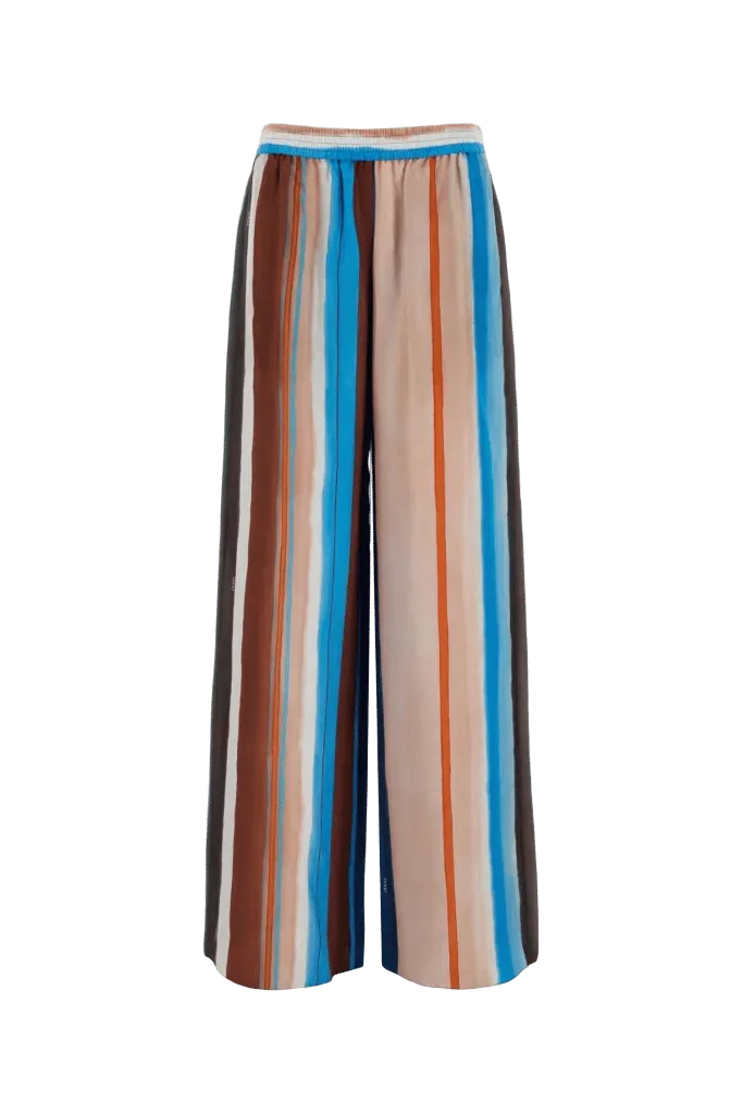 Fendi Striped Silk Trousers — Pink