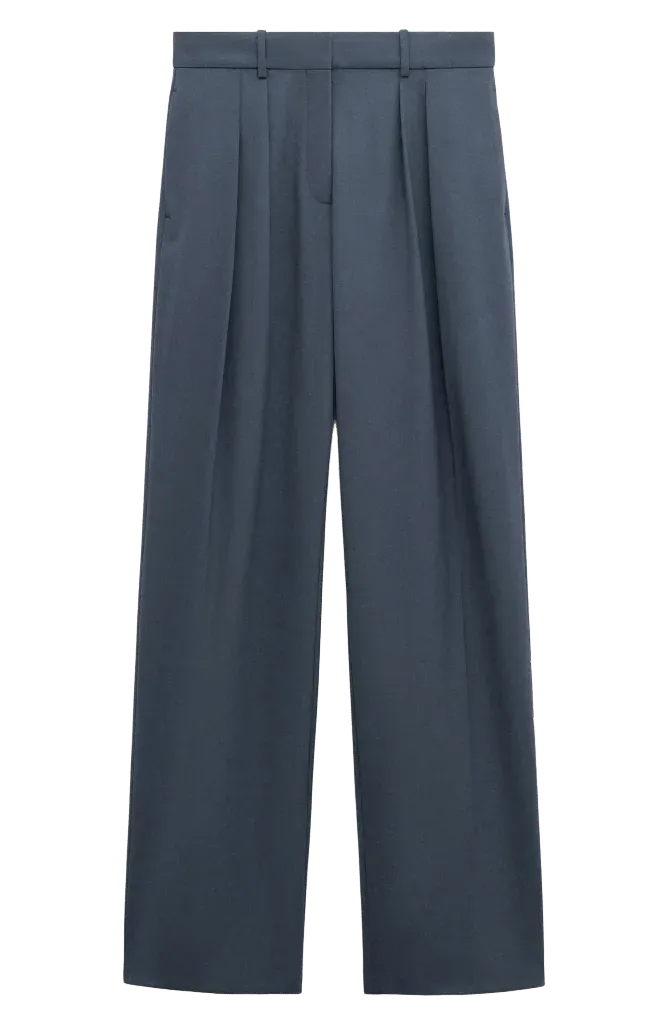 Pleated Straight Leg Suit Pants