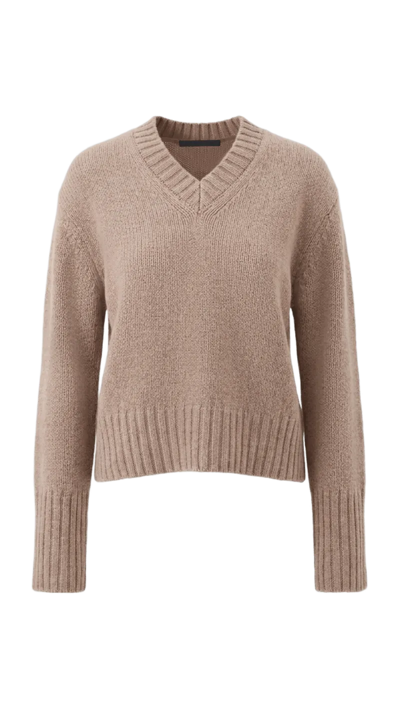 Cropped Cashmere Jet V Neck