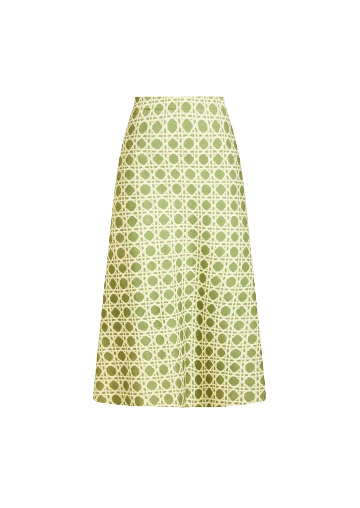 Demi Midi Skirt in Evergreen Lattice