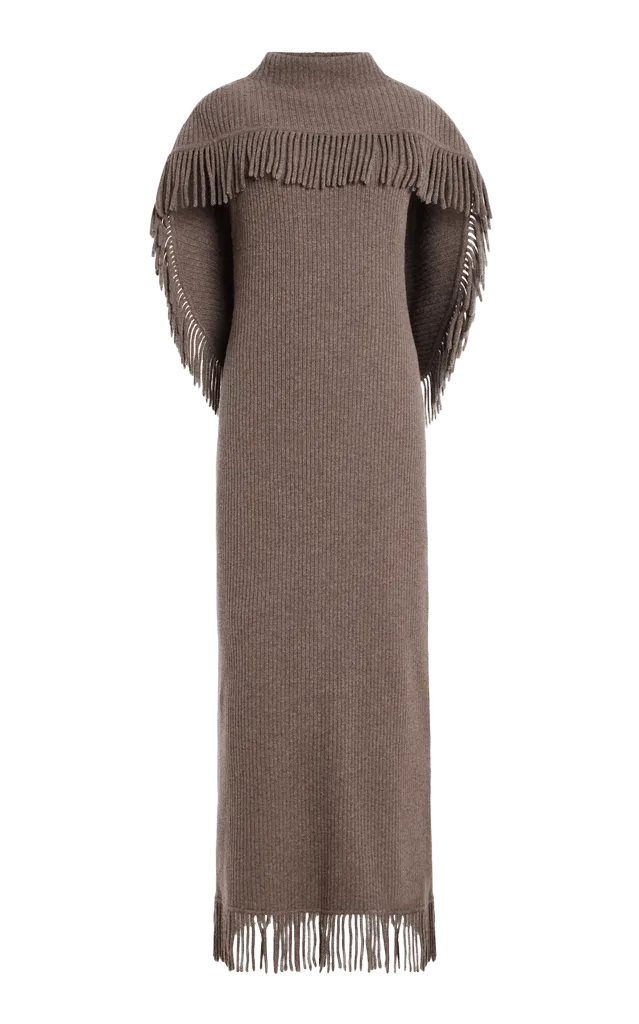Jordan Wool-Cashmere Knit Fringe Midi Dress