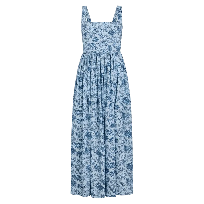 Scoop Neck Dress in Blue Flora