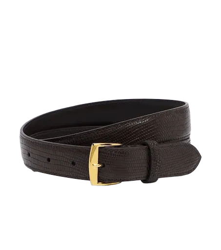 Snake-effect leather belt