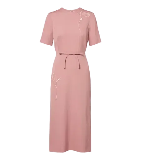Embellished embroidered twill midi dress