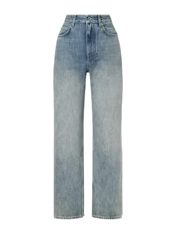 Anagram-embroidered mid-rise wide-leg jeans