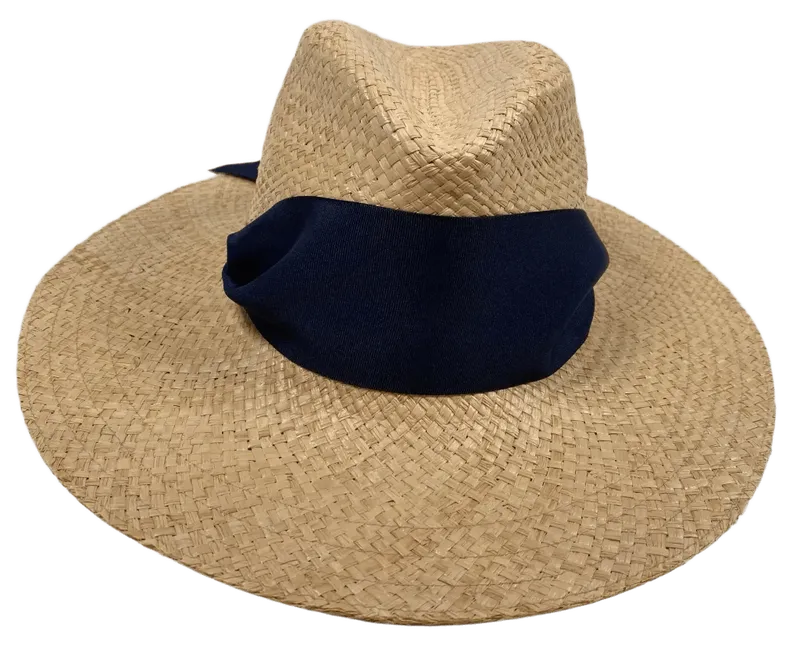 Oleander Sun Hat - Wide Navy Grosgrain Ribbon