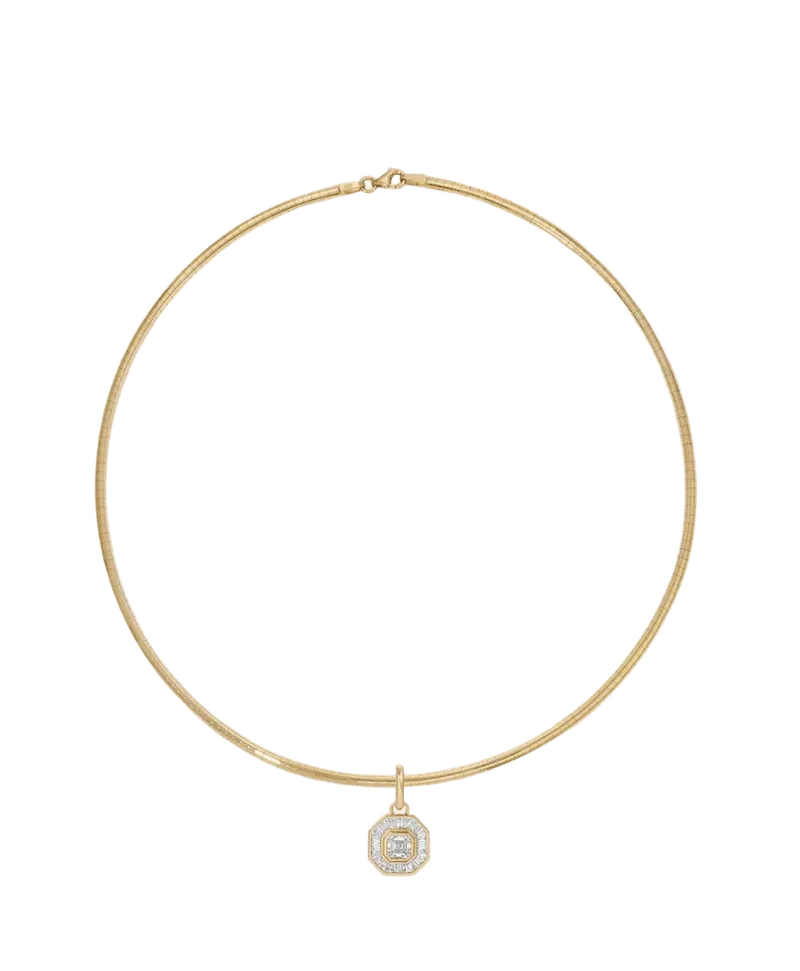 Deco Diamond Charm Omega Necklace