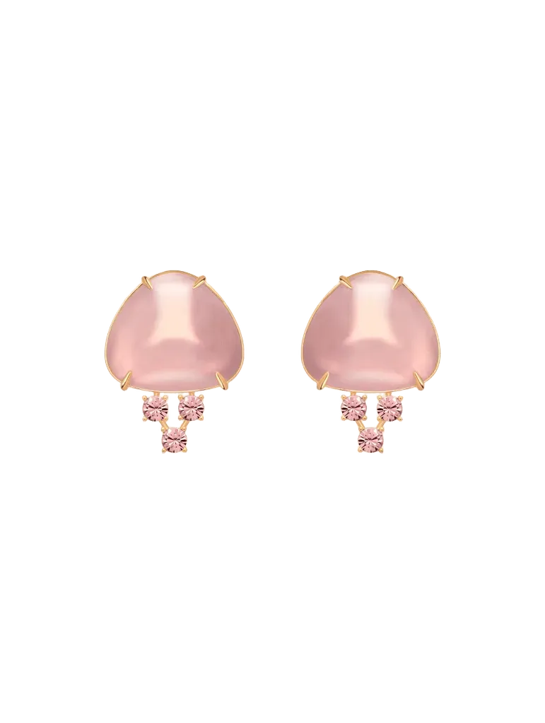 Cabochon Stud Crystal Earrings
