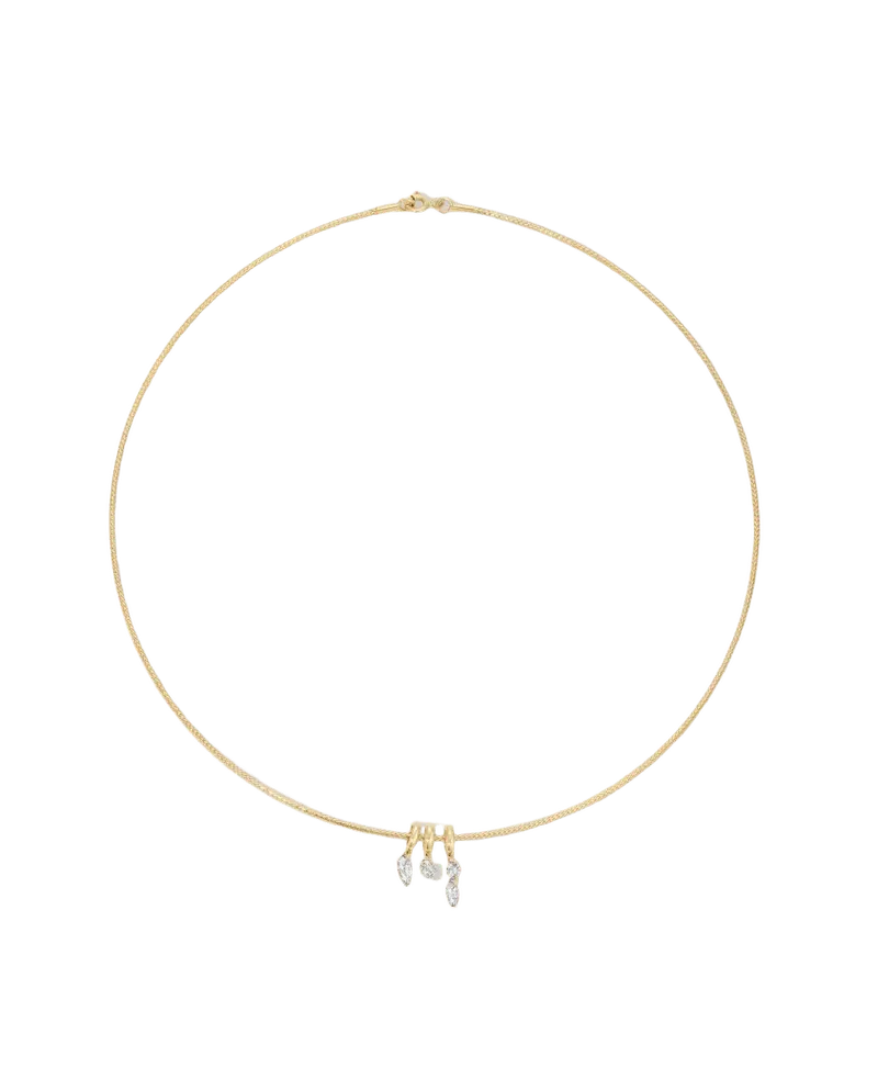 Twinkle Diamond Trio Mini Bead Collar Necklace