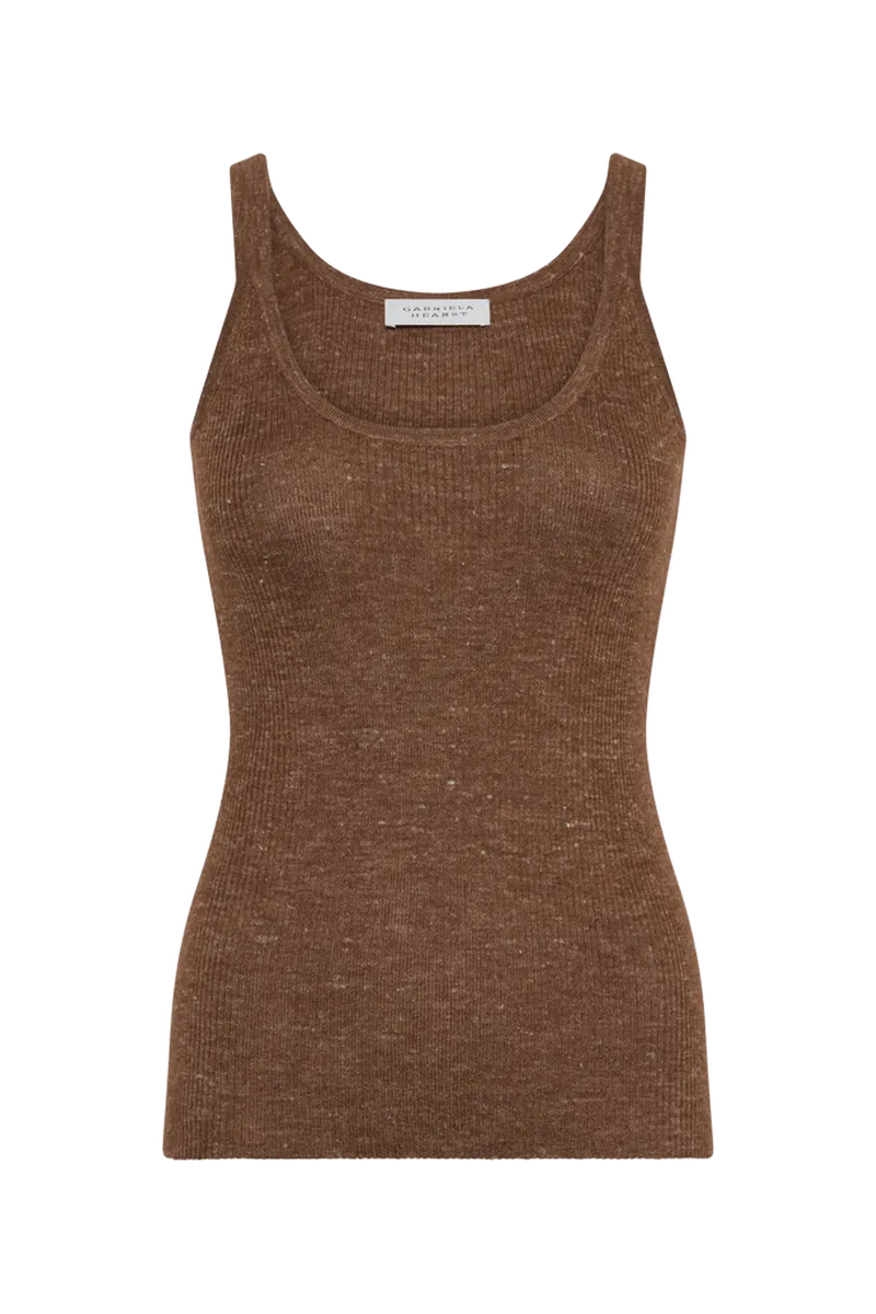 Cinxia Knit Tank Top in Chestnut Cahmere Silk with Hemp