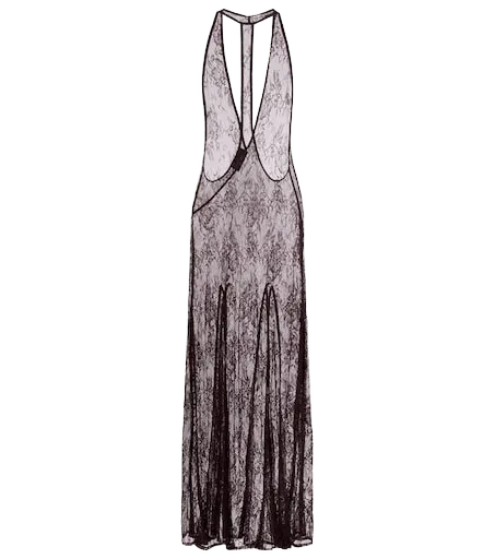 Sheer open-back lace maxi dress