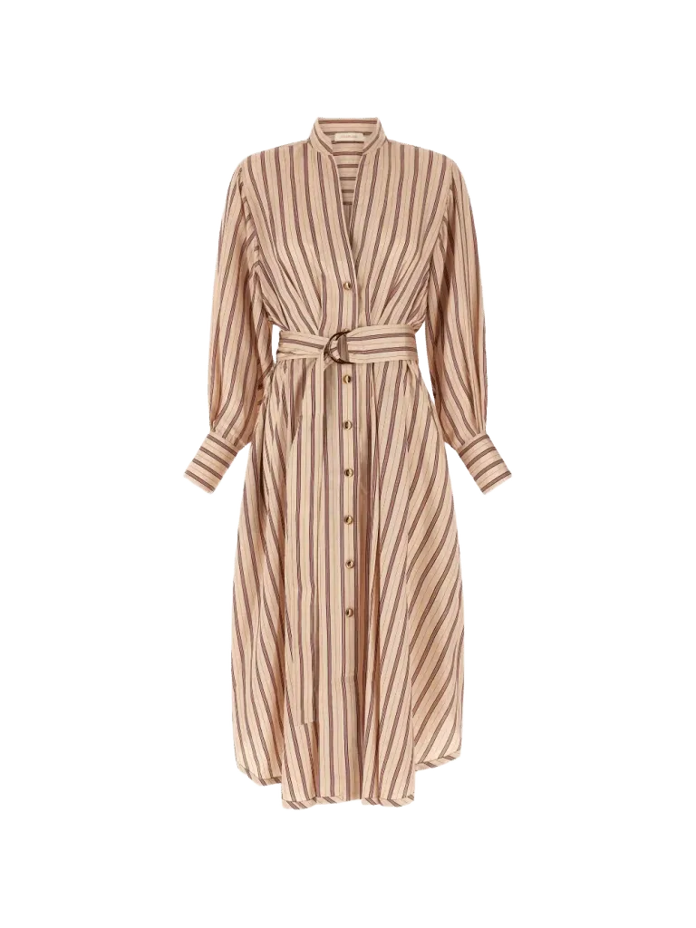 ZIMMERMANN Valiant Tuck striped midi shirt dress