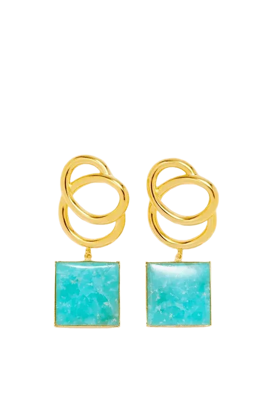 Square drop earrings - Gold & Blue