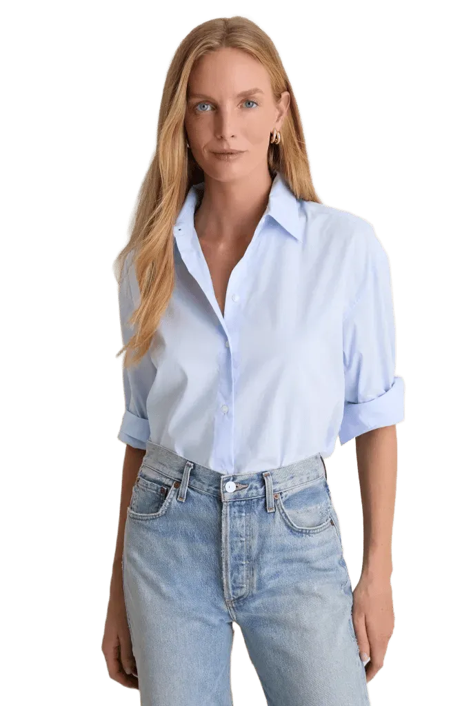 Blue Broadcloth Chandler Boyfriend Button Down