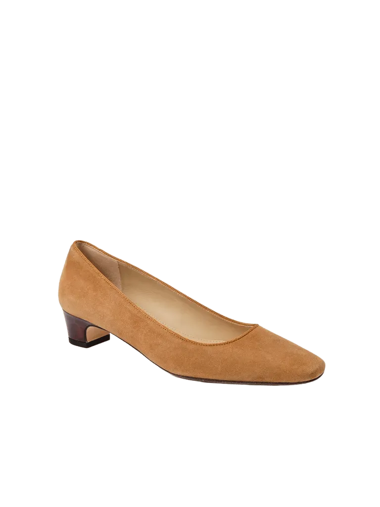 Cognac Solid Josie Suede Pumps