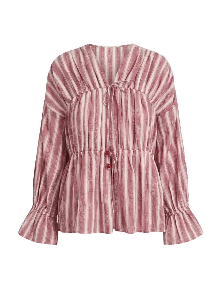 Isle Top x Styled By Claire in White Rosette Stripe