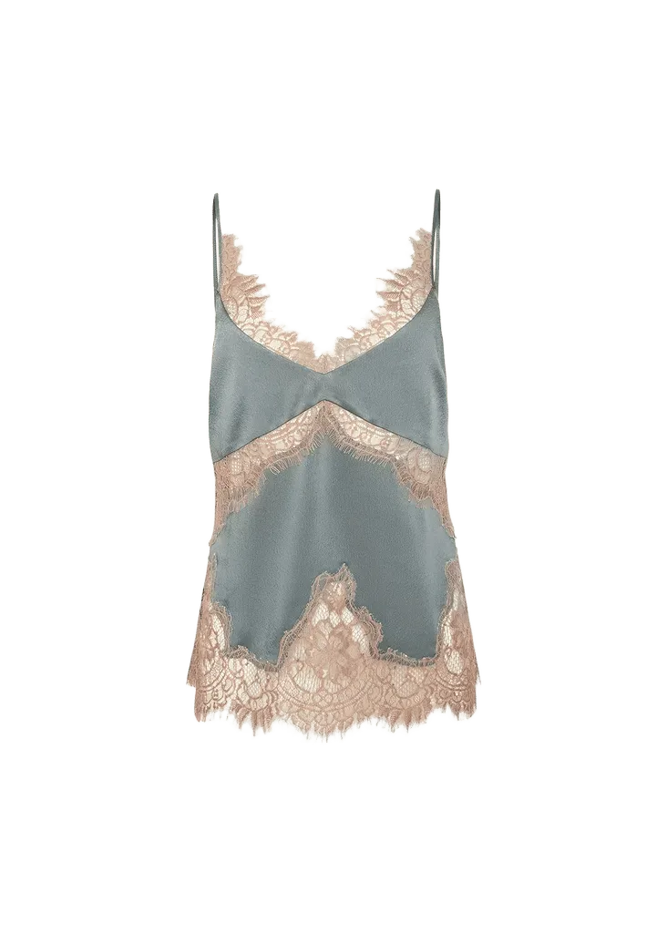 Mitsu Lace-Trim Satin Camisole