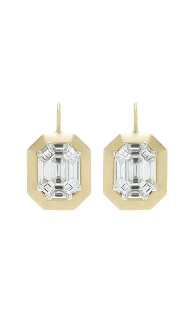 Mosaic 18K Yellow Gold Diamond Earrings
