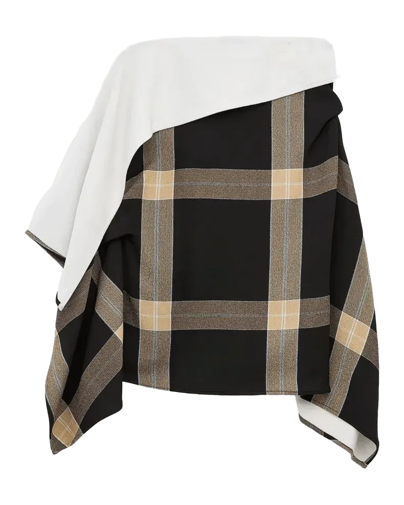Plaid Asymmetric Knee-Length Skirt