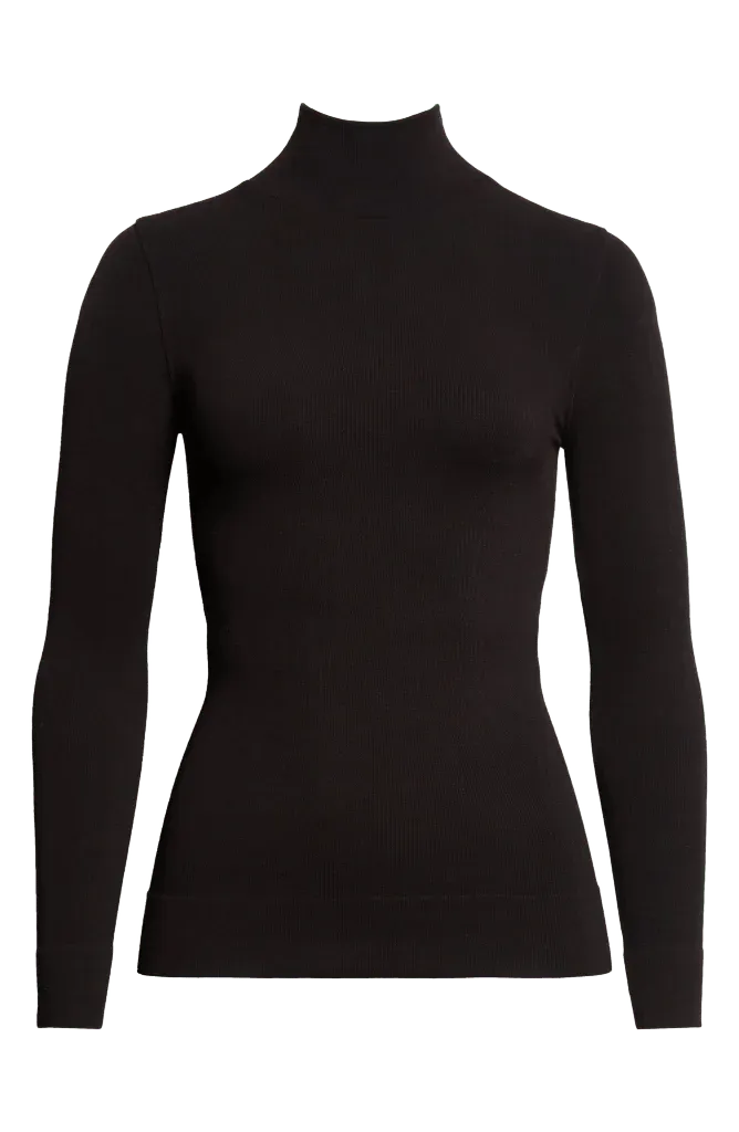 Compact Jersey Mock Neck Top